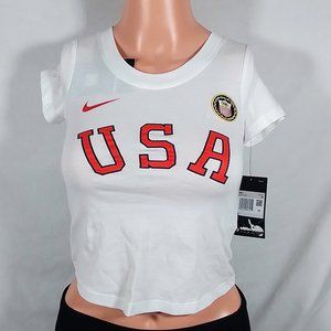 Girls' Nike Sportswear Team USA Short Sleeve T-Shirt-White-Size XS-New with Tags